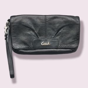 Coach Black Leather Wristlet